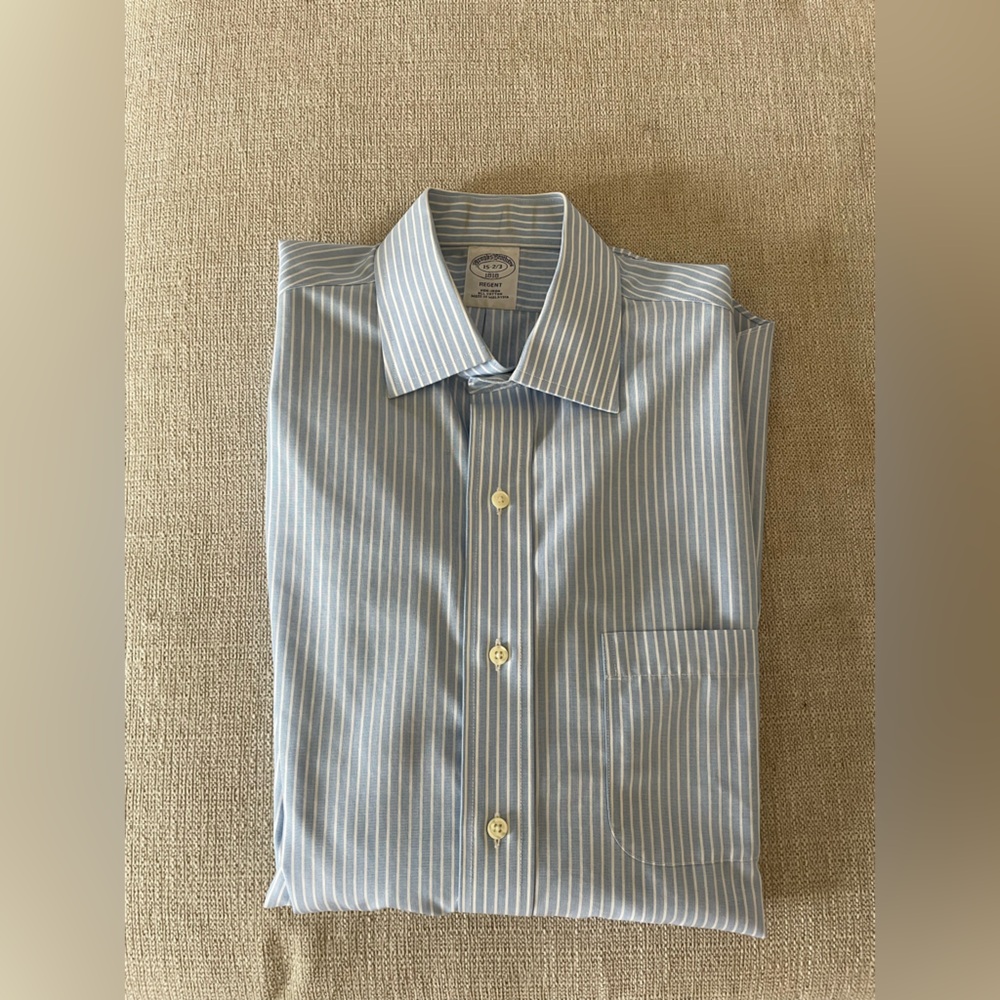 Brooks Brothers Dress Shirt Blue and White Stripe